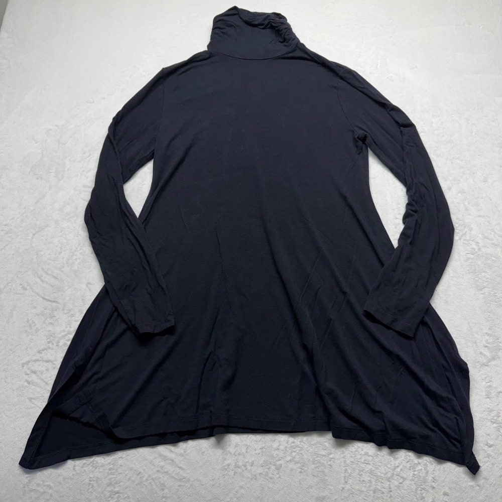 Soft Surroundings Tunic S Black Ruched Turtleneck Asymmetrical Hem Stretch